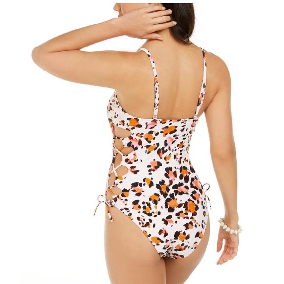 Hula Honey Juniors' Wild  Side-Lace Swimsuit - Picture 2 of 7